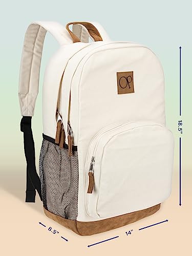 Ocean Pacific La Playa Soft Cotton Canvas Backpack for Travel, Sports, Beach, Work, Casual Daily Pack for Men Women Fits 15.6 Inch Laptop (Beach)