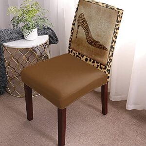 dining room chair covers set of 4,leopard high heels animal skin print,removable stretch slipcover protector vintage flower leaves,washable seat cover for kitchen hotel party banquet decor