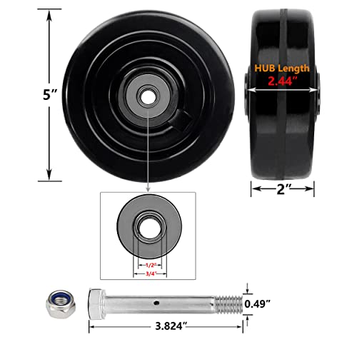 HANDSAMMU 5 Inch Caster Wheels, Heavy Duty Casters, Trailer Wheels with Strong Capacity 1000 LB, High Temperature Resistance: -50f to +250f. Use for Trolleys, Flatbeds, Trailer Jack