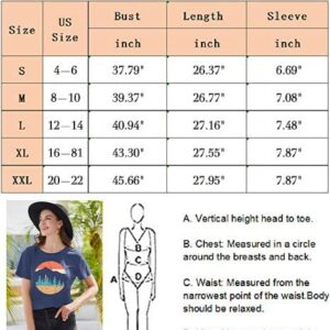 Adventure T-Shirt Women Mountain Hiking Workout T Shirt Casual Outdoor Athletic Short Sleeve Tee Tops Blue