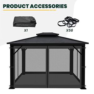 Gazebo Universal Replacement Mosquito Netting, OLILAWN 10' x 12' Outdoor Canopy Net Screen 4-Panel Sidewall Curtain, with Zippers, Easy to Install, Fit for Most Gazebo 10x12 Canopy, Black