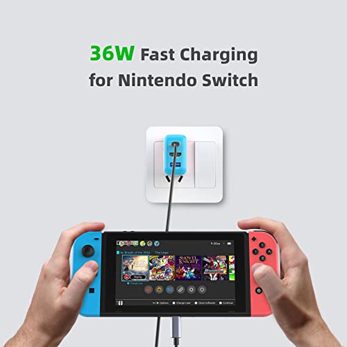 Switch Dock Charger for Nintendo Switch, Mirabox 36W Portable TV Docking Station for Nintendo Switch with 4K@60Hz HDMI/USB2.0/PD USB-C Fast Charging Ports, Full-Featured USB-C to USB-C Cable Included