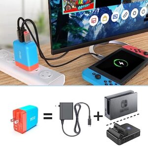 Switch Dock Charger for Nintendo Switch, Mirabox 36W Portable TV Docking Station for Nintendo Switch with 4K@60Hz HDMI/USB2.0/PD USB-C Fast Charging Ports, Full-Featured USB-C to USB-C Cable Included