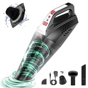 hihhy handheld-vacuum cordless-car vacuum-portable rechargeable-small - vac high power suction with fast charge, lightweight mini vac 1.6lb, 9 extra filter hand vacuum for home, car and pet hair