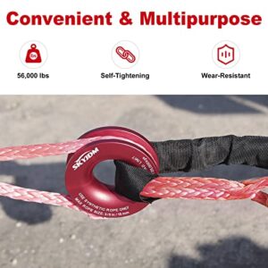 SKYJDM Soft Shackles with Recovery Ring - 3 Pack 1/2 in x 22 in Rope Shackle (56,000 lbs Breaking Strength) with Snatch Ring (55,000 lbs Working Load Limit) for 4x4 Truck SUV ATV UTV Vehicles (Red)