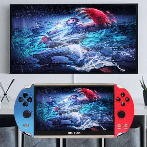 X12 Plus Handheld Game Console, 7 Inch HD Screen Retro Video Game Console, Built in 16GB TF Card & 1000 Games Handheld Double Joystick Game Controller, Support AV Output Music E-Book