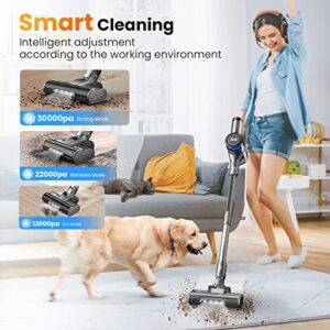 INSE Cordless Vacuum Cleaner, 400W Stick Vacuum with 30Kpa Powerful Suction, 55min Runtime, Smart Induction Auto-Adjustment, Rechargeable Cordless Vacuum for Carpet and Floor Pet Hair, LED Display-S9