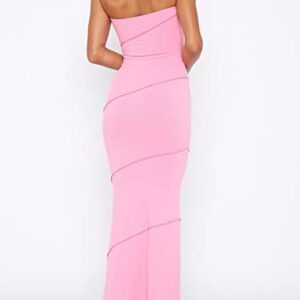 Women Sexy Strapless Maxi Tube Dress Off Shoulder Bodycon Long Dress Cut Out Open Back Party Dress Y2K Clubwear