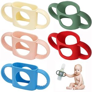 5 pack baby bottle handles, bottle handles universal fit baby bottle holders with easy grip handles for baby, bpa-free soft silicone, 5 colors
