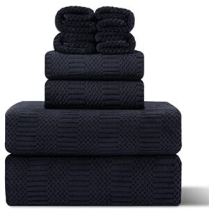 8 piece oversized bath towels set black,2 extra large bath towel sheets,2 hand towels and 4 washcloths 600 gsm highly absorbent quick dry towels set for bathroom hotel