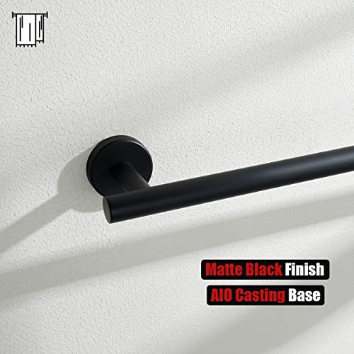 JQK Black Towel Bar, 24 Inch 304 Stainless Steel Thicken 0.8mm Towel Rack Bathroom, Towel Holder Matte Black Wall Mount, Total Length 27 Inch 2 Pack, TB110L24-PB-P2