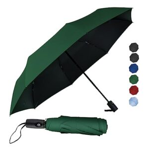 ALFROTEY Compact Travel Umbrella for Rain Portable Automatic Open and Close Windproof Sun Umbrella UV Protection Lightweight Small Folding Car Umbrella for Women and Men (Green, L)