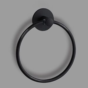 towel holder no drill，adhesive towel ring ，stainless steel adhesive hand towel hanger for bathroom & kithen wall mount， no drilling modern hand towel hanger, matte black
