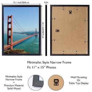 HEYTUYA 11x15 inch Picture Frame Black for Wall Hanging, Poster Frame, Wood Wall Gallery Photo Frame with Durable Shatter Resistant Plexiglas, Black