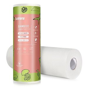 luiruey reusable bamboo paper towels - 1rolls heavy duty reusable washable -cleaning towel washable and recycled kitchen roll, zero waste products, durable
