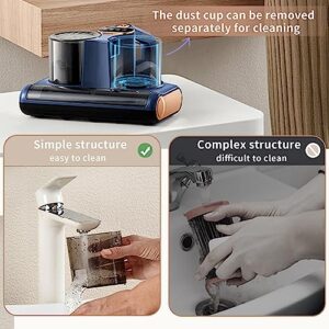 OQZZ Mattress Vacuum Cleaner, UV Bed Vacuum Cleaner Upgrade 14KPa Mattress Cleaner Vacuum with Roller Brush & Double Dust Cups, for Bed, Fabric Sofa, Carpet & Other Fabric Surfaces