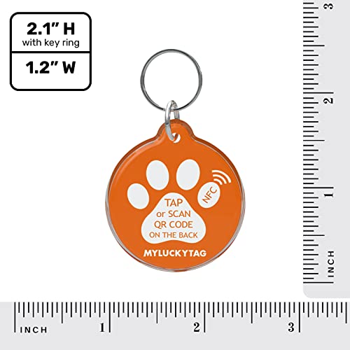 MYLUCKYTAG NFC & QR Code Smart Pet ID Tag Personalized Dog Cat Tag, Online Pet Profile, Pet Location Alert Email, Digital Pet Tag, Quiet Pet Tag, Durable Pet ID, Dog Collar Tag