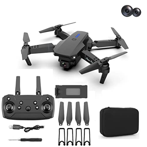 Dual 1080P HD Cam Drone With Altitude Hold, Headless Mode, One Key Start, 3-Speed Adjustment & Trajectory Flight. RC Toys Gift For Child 15 Mins Fly Time. For Beginners & Experienced Pilots. (Black)