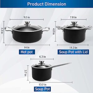 Induction Pots and Pans, Stainless Steel cookeware set 6pcs With Lid, Induction Cookware For Oven & Dishwasher Safe