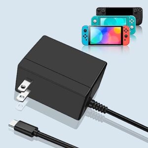 charger for nintendo switch,15v/2.6a 39w usb c adapter compatible with nintendo switch/switch lite/switch oled/switch dock,support tv mode, fast travel charger with 5.5ft cable for steam deck