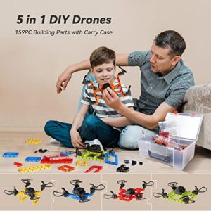 TECHVIO Mini Drone for Kids and Beginners,Creative 5-IN-1 DIY Drone Building Kits for Kids to Build Your Own Drones,5 Different Designs, Altitude Hold, 3D Flips,Easy to Build and Fly,Great Gifts for Boys&Girls to Enjoy Building,Flying and Fixing Fun