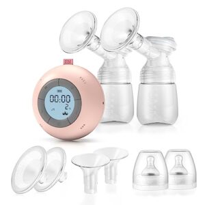 breast pump, babyking electric breast pump with 3 modes & 15 levels, pain free strong suction power, ultra-quiet rechargeable for travel & home