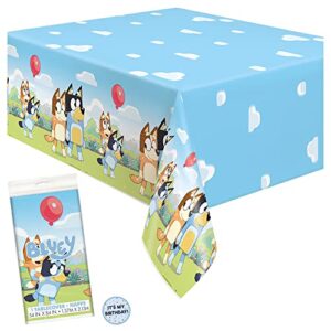 unique bluey birthday party supplies - rectangular plastic table cover and sticker