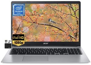 acer 2023 flagship chromebook 15.6/'' fhd 1080p ips touchscreen,intel celeron n4000 (up to 2.6ghz),4gb ram,32gb emmc,hd webcam,gigabit wifi,12+ hours battery,chrome os,w/marxsolcables,silver