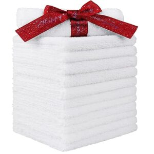 homexcel microfiber washcloths 12 pack, highly absorbent and soft face towel, multi-purpose white wash cloths for bathroom, hotel, spa, gym, and kitchen, 12x12 inch