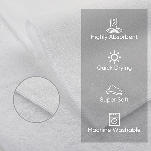 HOMEXCEL Microfiber Washcloths 12 Pack, Highly Absorbent and Soft Face Towel, Multi-Purpose White Wash Cloths for Bathroom, Hotel, Spa, Gym, and Kitchen, 12x12 Inch