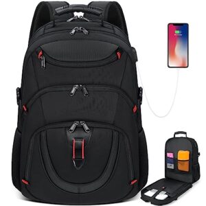 nubily laptop backpack 17 inch waterproof travel backpack tsa friendly extra large college backpack 17.3 business computer backpack men women with usb charging port bookbag gaming backpack black 45l