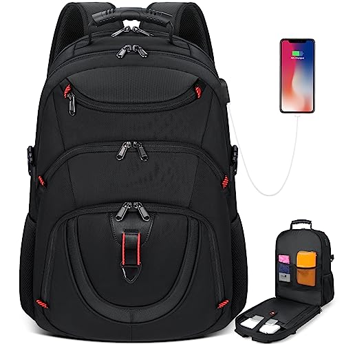 NUBILY Laptop Backpack 17 Inch Waterproof Travel Backpack TSA Friendly Extra Large College Backpack 17.3 Business Computer Backpack Men Women with USB Charging Port Bookbag Gaming Backpack Black 45L