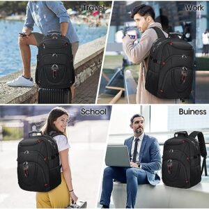 NUBILY Laptop Backpack 17 Inch Waterproof Travel Backpack TSA Friendly Extra Large College Backpack 17.3 Business Computer Backpack Men Women with USB Charging Port Bookbag Gaming Backpack Black 45L