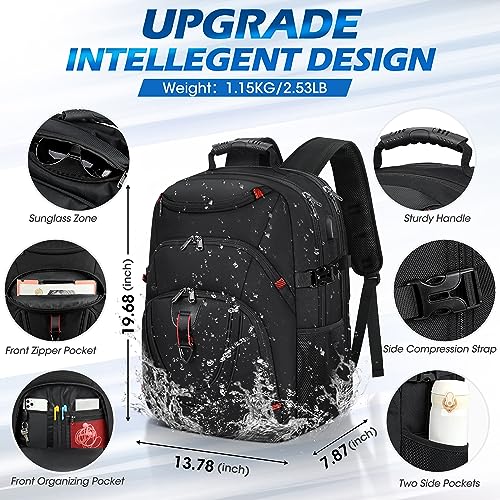 NUBILY Laptop Backpack 17 Inch Waterproof Travel Backpack TSA Friendly Extra Large College Backpack 17.3 Business Computer Backpack Men Women with USB Charging Port Bookbag Gaming Backpack Black 45L