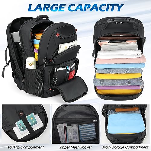 NUBILY Laptop Backpack 17 Inch Waterproof Travel Backpack TSA Friendly Extra Large College Backpack 17.3 Business Computer Backpack Men Women with USB Charging Port Bookbag Gaming Backpack Black 45L
