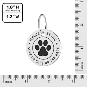 MYLUCKYTAG QR Code Stainless Steel Pet ID Tag Personalized Dog Tag, Online Pet Profile, Pet Location Alert Email, Digital Pet Tag, Durable Pet ID, Dog Collar Tag, Engraved Pet Tag