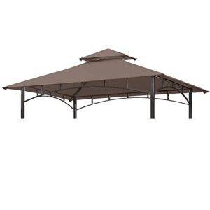 grill gazebo replacement 5' x 8' canopy roof, outdoor bbq gazebo canopy top cover, double tired grill shelter cover with durable polyester fabric, brown