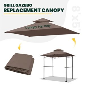 Grill Gazebo Replacement 5' x 8' Canopy Roof, Outdoor BBQ Gazebo Canopy Top Cover, Double Tired Grill Shelter Cover with Durable Polyester Fabric, Brown