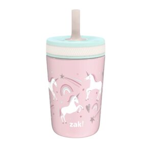 Zak Designs Kelso Toddler Cups For Travel or At Home, 12oz Vacuum Insulated Stainless Steel Sippy Cup With Leak-Proof Design is Perfect For Kids (Fanciful Unicorn)