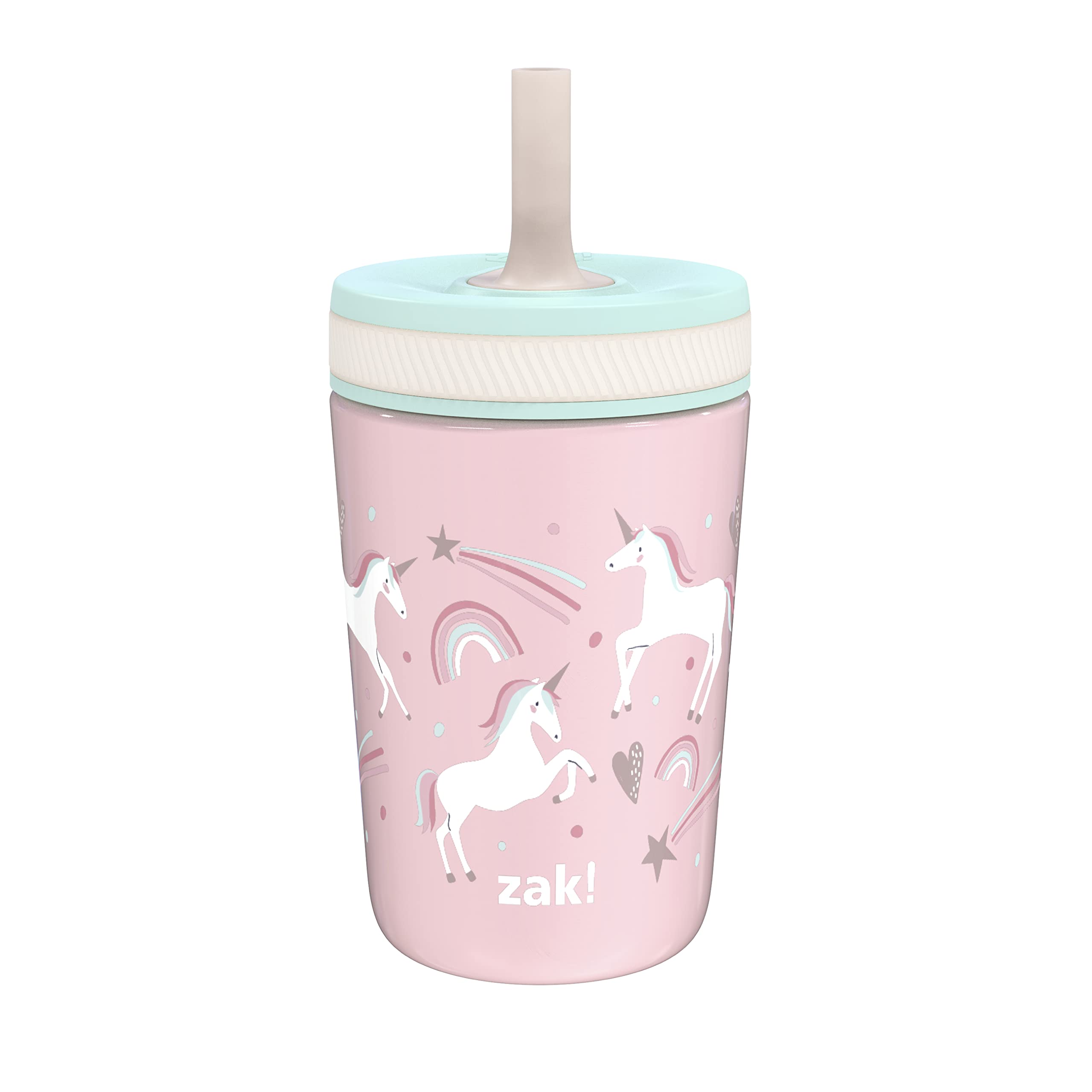 Zak Designs Kelso Toddler Cups For Travel or At Home, 12oz Vacuum Insulated Stainless Steel Sippy Cup With Leak-Proof Design is Perfect For Kids (Fanciful Unicorn)