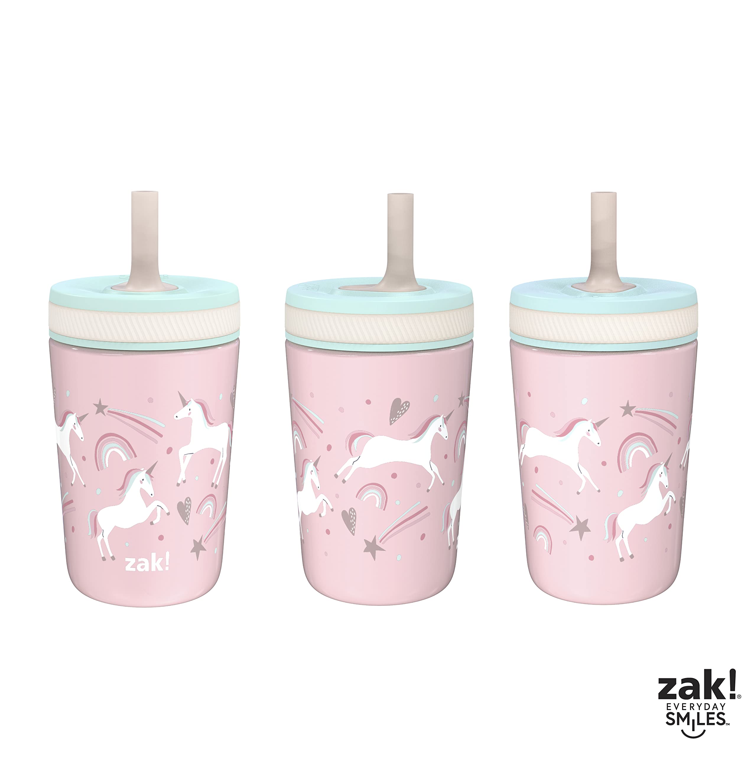 Zak Designs Kelso Toddler Cups For Travel or At Home, 12oz Vacuum Insulated Stainless Steel Sippy Cup With Leak-Proof Design is Perfect For Kids (Fanciful Unicorn)