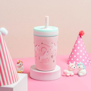 Zak Designs Kelso Toddler Cups For Travel or At Home, 12oz Vacuum Insulated Stainless Steel Sippy Cup With Leak-Proof Design is Perfect For Kids (Fanciful Unicorn)