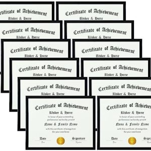 ELSKER&HOME 8.5 x 11 Frame Black 12 Pack, Certificate Award Document Diploma Frame Multi Pack, 8.5x11 Picture Frame for Wall & Tabletop Mounting in Horizontal or Vertical Format