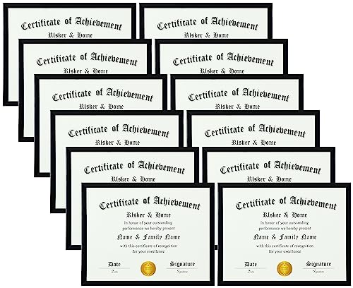 ELSKER&HOME 8.5 x 11 Frame Black 12 Pack, Certificate Award Document Diploma Frame Multi Pack, 8.5x11 Picture Frame for Wall & Tabletop Mounting in Horizontal or Vertical Format