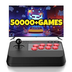 super console x3 arcade stick, 50000 retro games pre loaded arcade fight stick, plug & play 3d joystick, 3 syetem in 1