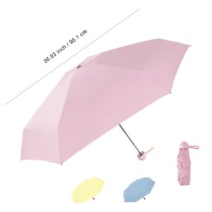 Pumi-geous Travel Umbrella Rain Compact Mini Umbrella Windproof UV Protection Lightweight Folding Portable Umbrellas for Girls Women (Pink)