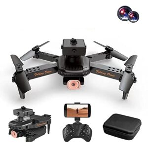 mini drone with camera - 1080p hd dual camera fpv foldable drone, 2.4ghz wifi quadcopters with control, 3-level flight speed, one key start speed adjustment, for kids beginners