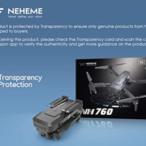 NEHEME NH760 Drones with 1080P HD Camera for Adults, WIFI FPV Live Video, Foldable Drones for Kids Beginners, Headless Mode, Altitude Hold, RC Quadcopter Toys Gifts with Speed Adjustment, 3D Flips