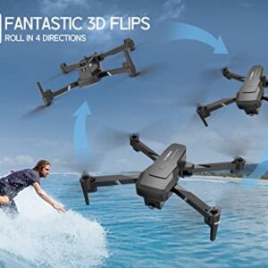 NEHEME NH760 Drones with 1080P HD Camera for Adults, WIFI FPV Live Video, Foldable Drones for Kids Beginners, Headless Mode, Altitude Hold, RC Quadcopter Toys Gifts with Speed Adjustment, 3D Flips