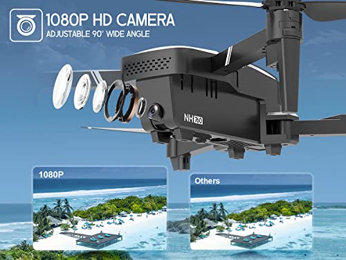 NEHEME NH760 Drones with 1080P HD Camera for Adults, WIFI FPV Live Video, Foldable Drones for Kids Beginners, Headless Mode, Altitude Hold, RC Quadcopter Toys Gifts with Speed Adjustment, 3D Flips